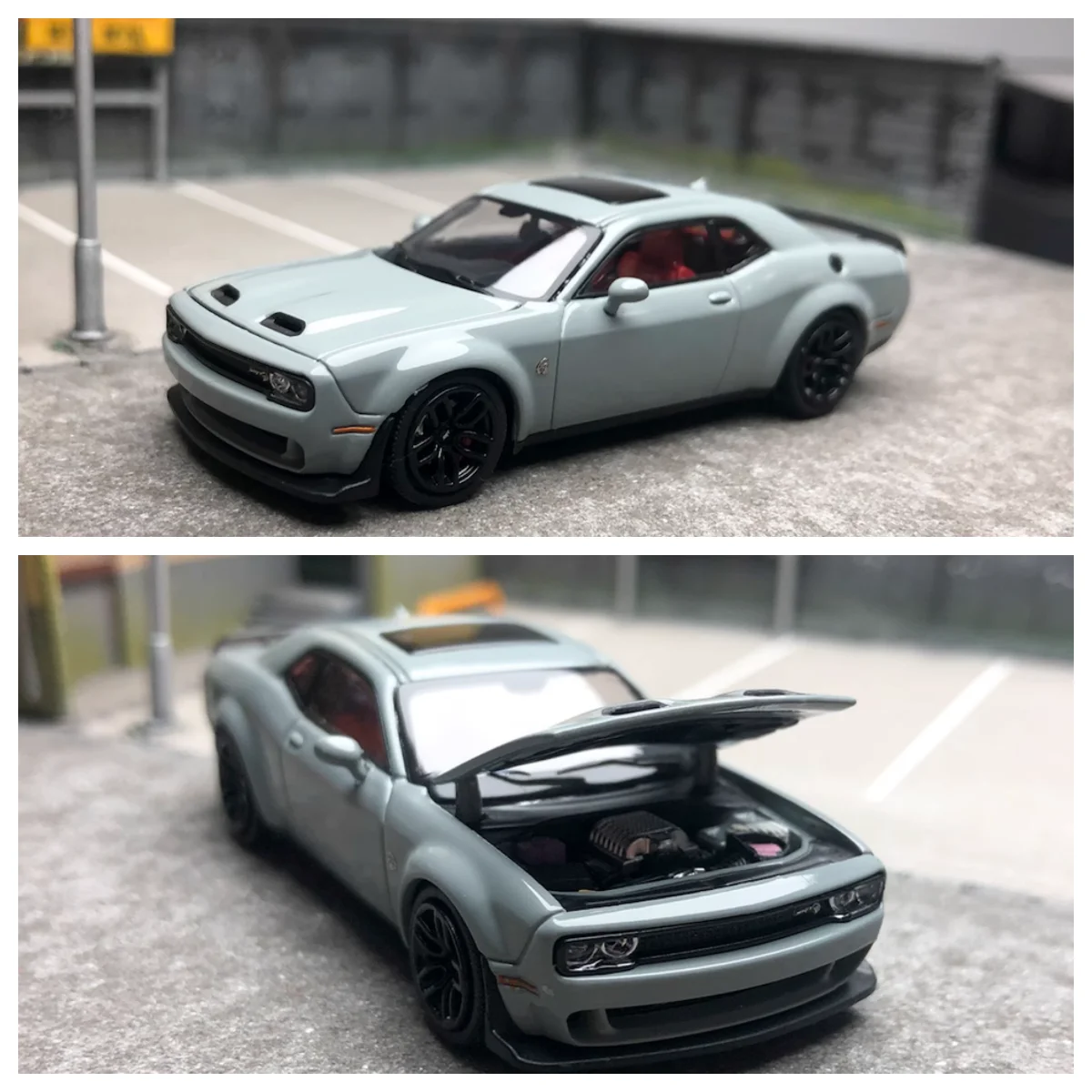 

CR SH 1:64 Grey SRT Hellcat Coupe Sports Model Grey Diecast Metal Car Collection Limited Edition Hobby Toys