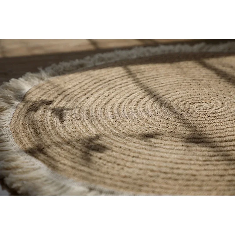 Non-Slip Round Hand-Woven Carpet, Sand Scraping Door Entrance Mat, Hallway Bath Rug, Dust Removal Carpet, Wire Loop Footpad 45cm