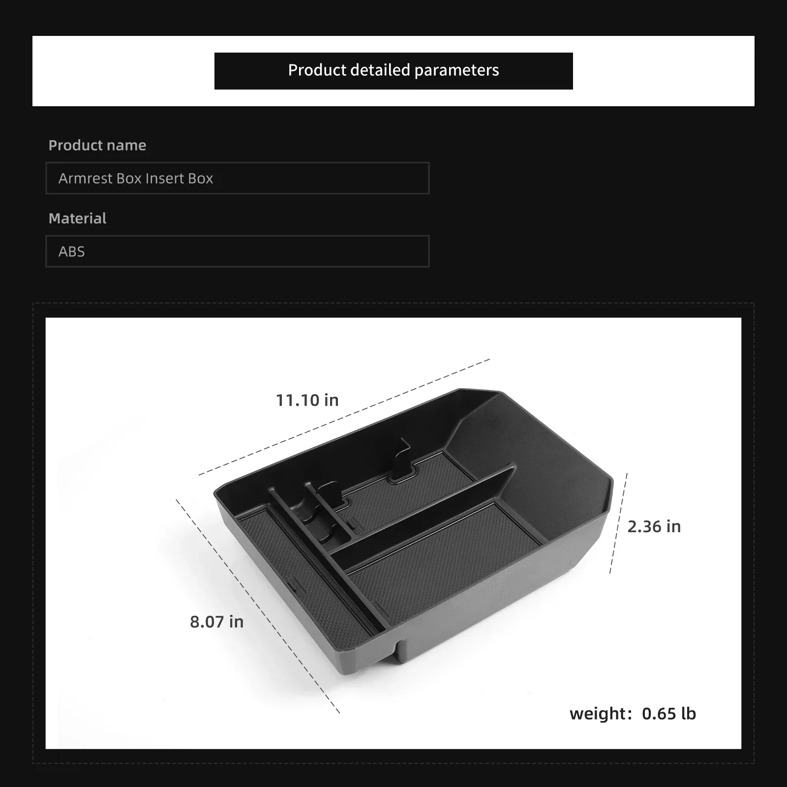 Center Console Armrest Storage Box Car Tray Organizing Tidying Auto Interior Accessories For Tesla Cybertruck 2024 2025 Black 6
