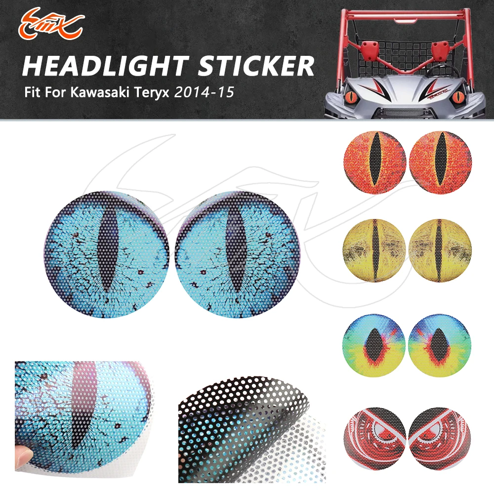 

UTV Headlight Protection Sticker Front Light Eyes Decals Fit for Kawasaki Teryx4 14-15 Teryx 4 750 EPS/LE 12-13 Brute Force 750