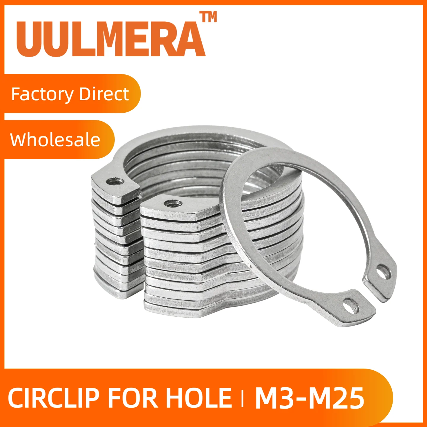 100Pcs 304 Stainless Steel External Retaining Rings Set, Metric Snap Ring Assortment Kit, C-Clips Circlip Fasteners for Shaft