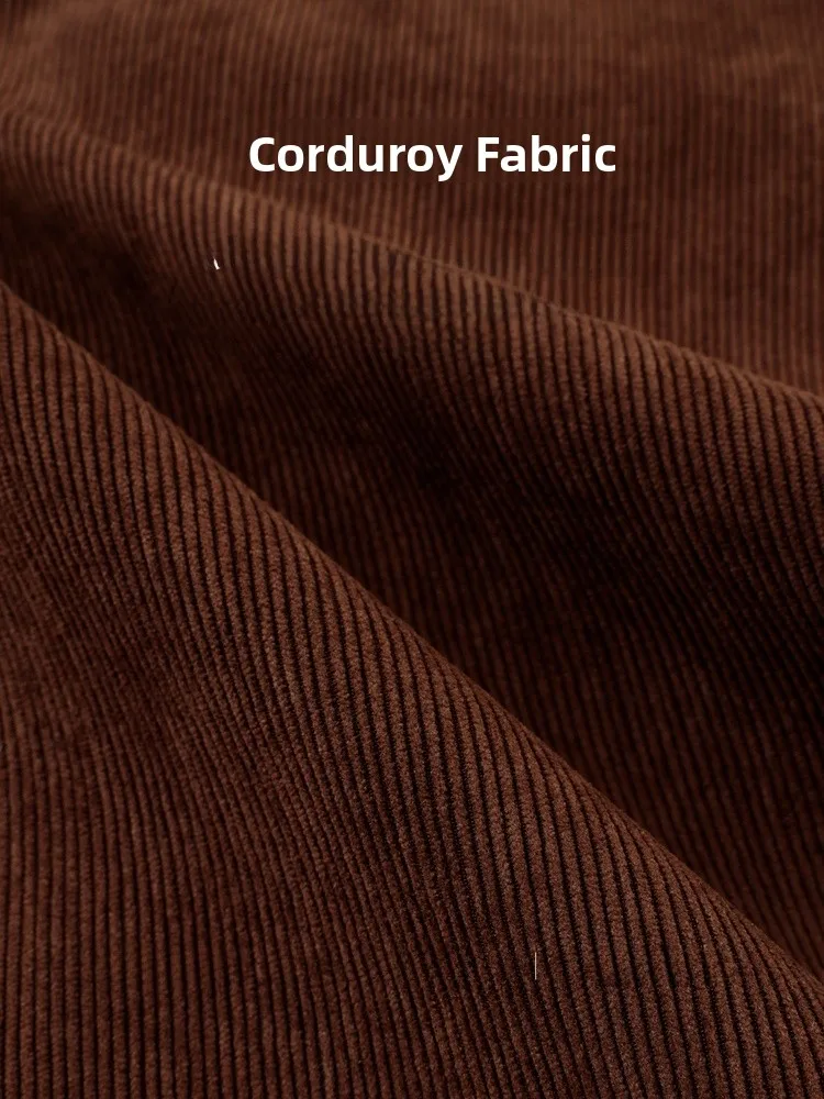 Caramel Brown Corduroy A-Line  Skirt Women's Vintage High Waist Zipper Sle Commute Friendly Skirt by Dplay