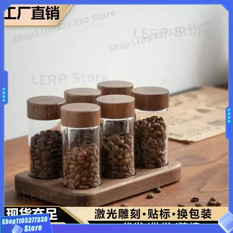 Airtight Glass Coffee Bean Storage Tube with Seal for Freshness Preservation of Ground Powder and Whole Beans in Kitchen