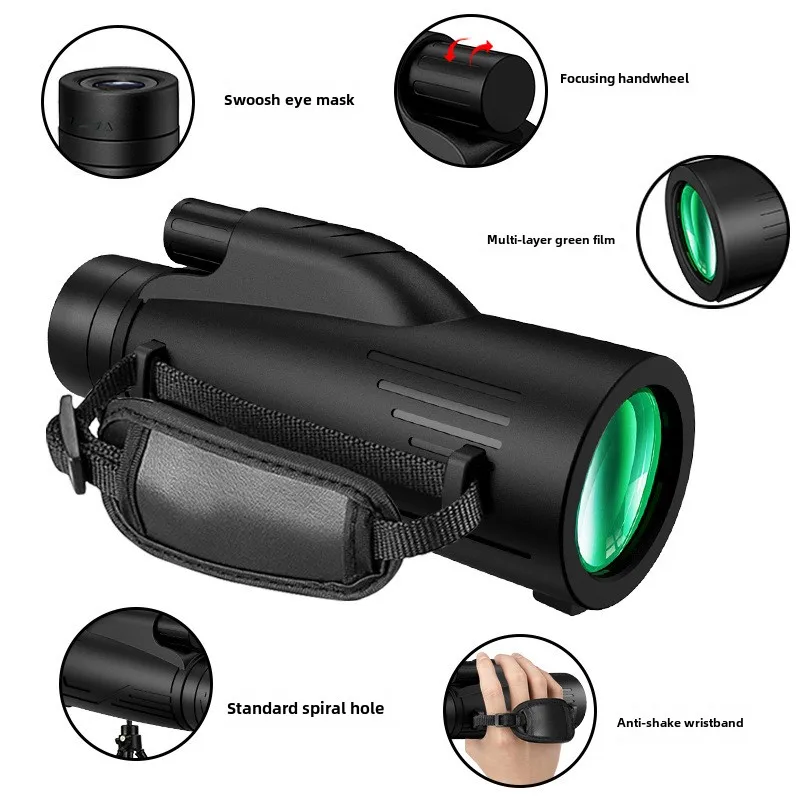 New 12 × 50 Anti-shake Handheld Wrist Strap Large Diameter High Power Telescope Portable Monoculars High Definition