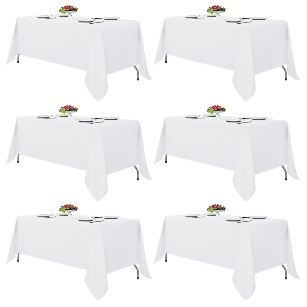 

Белые скатерти для прямоугольных столов, 6 штук, 70 x 120 дюймов, многоразовые и моющиеся, для столов длиной 68 футов, полиэстер F