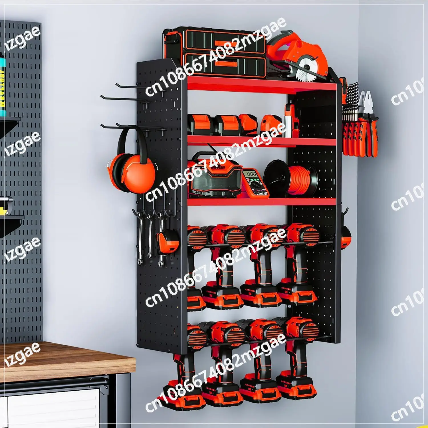 Multi-layer floating power tool storage box wall-mounted