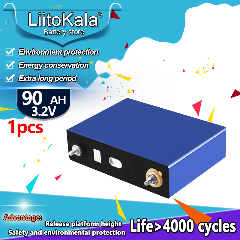 

LiitoKala A-grade 3.2V 90Ah lifepo4 battery 12V 24V 86Ah suitable for connecting to electric golf carts Outdoor rech