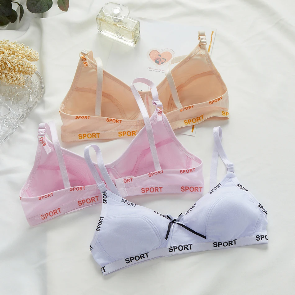 Women Fresh Daily Wear Comfortable Gathering Bra Youthful Development Bra Fashion Personality Two Row Button Sports Underwear