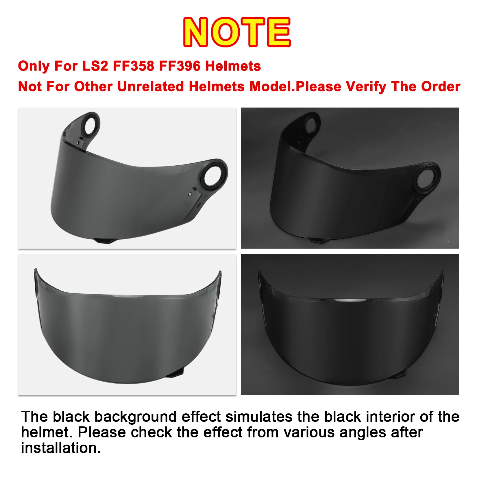 Motorcycle Full Face FF358 Visor Tinted FF396 Helmet Face Shield Visor Replacement for LS2 FF358 FF396