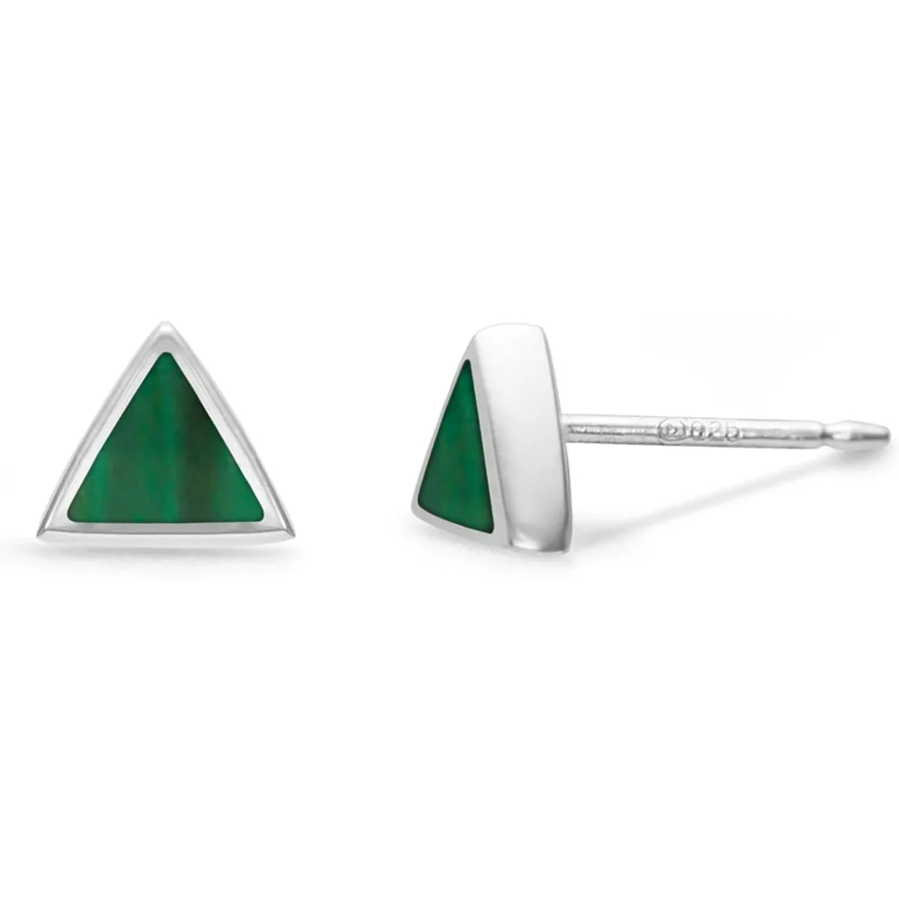 

Sterling Silver Triangle Inlay Stud Earrings