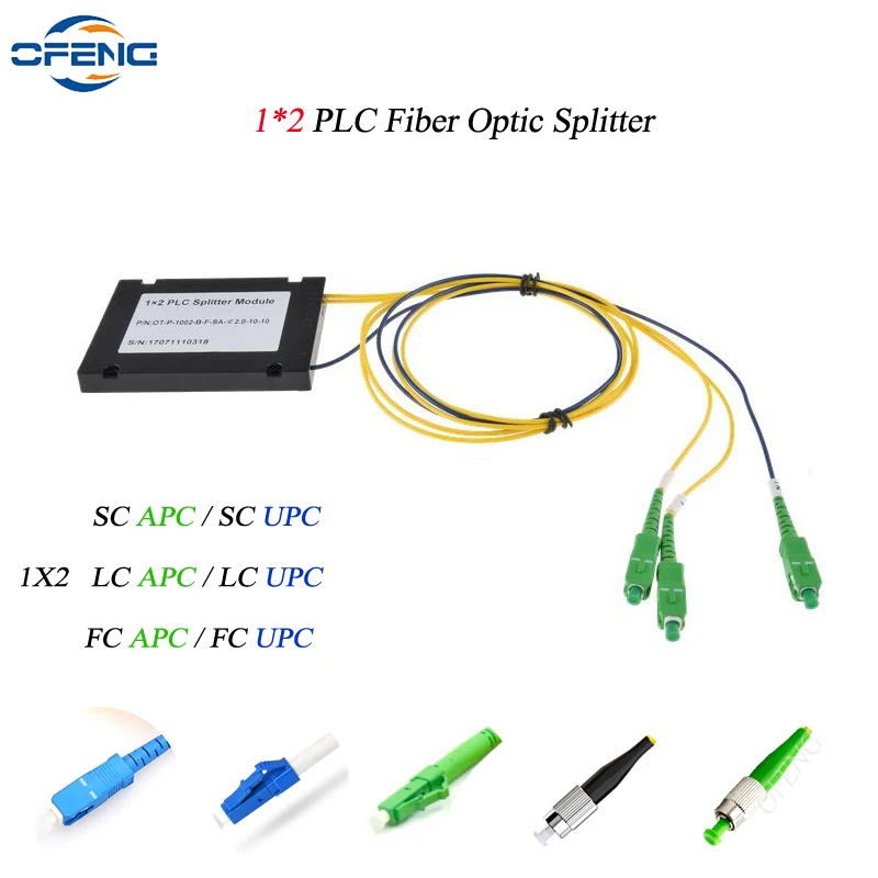 

1x2 High Quality 1M SC APC SC UPC Type PLC Splitter LC FC splitter box PLC ABS Fiber Optical Telecom Splitter Connector box 1:2