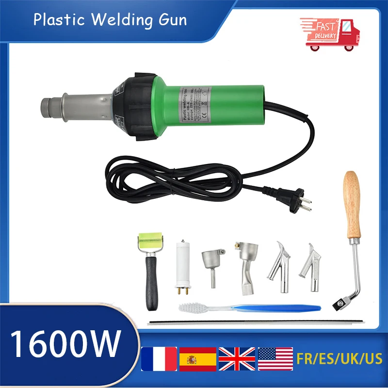 

1600W Plastic Welding Gun Hot Air Torch Heat Gun Welder For PVC Vinyl Floor, Water Tank Geomembrane Bumper Soldering Staples