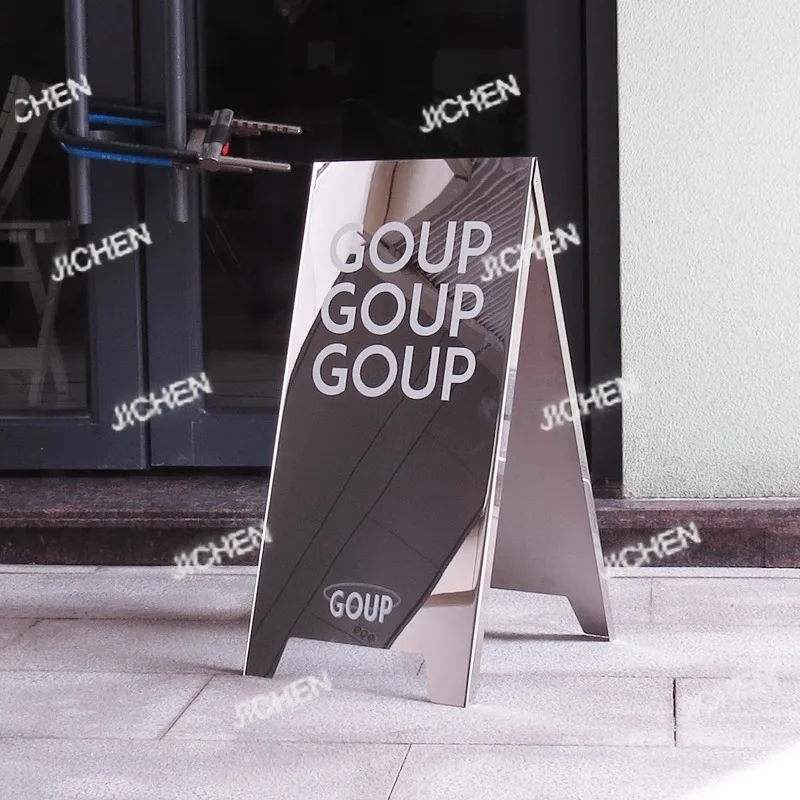 70X35cm مرآة الفولاذ المقاوم للصدأ للطي على الوجهين الطابق الدائمة عرض مجلس الإعلان التخصيص #3