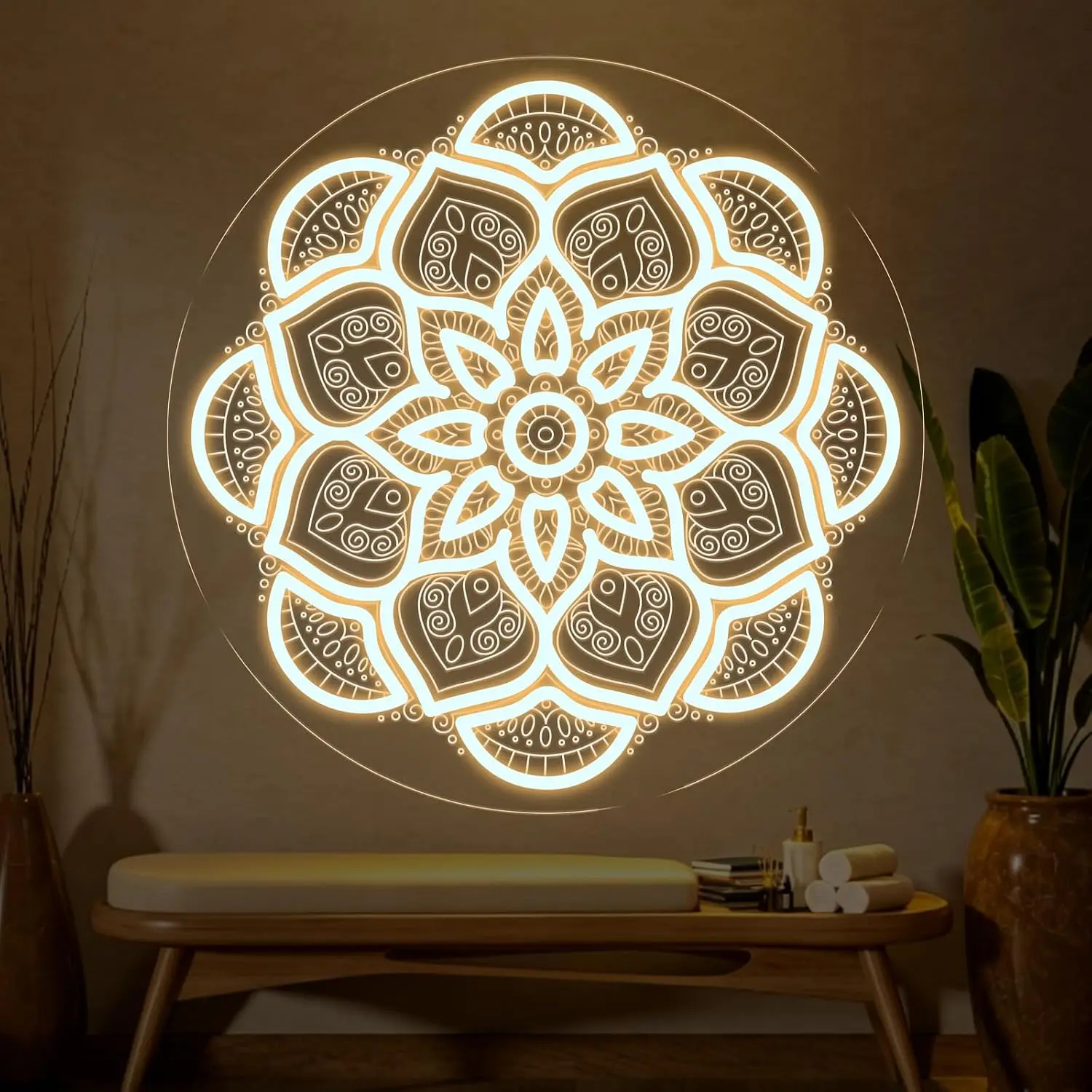 Mandala Flower Neon Sign LED Neon Light for Yoga Studio Bedroom Meditation Room Christmas Spiritual Home Decor Gift USB Powered