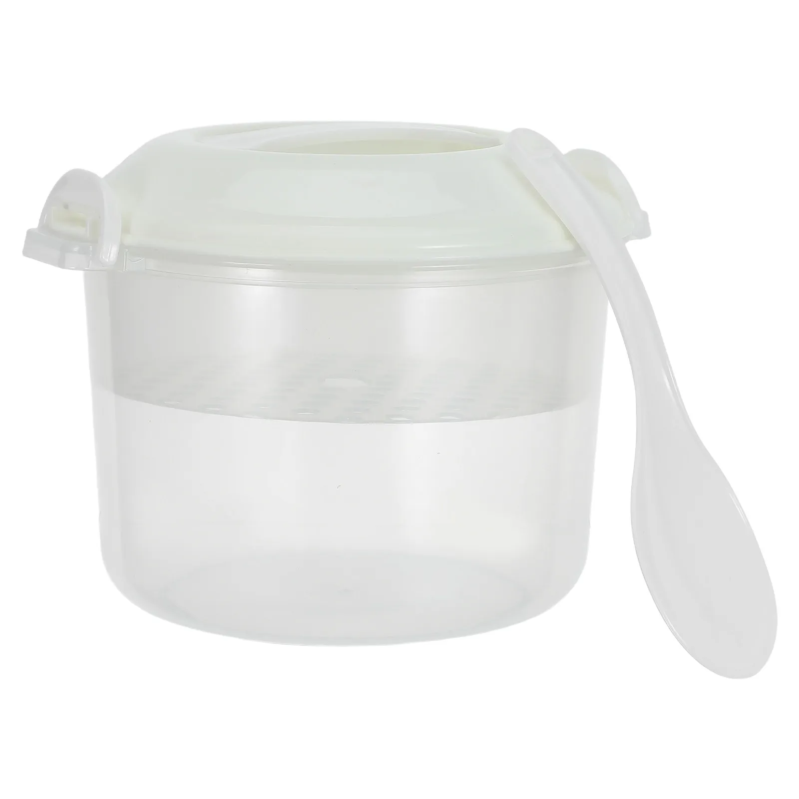 Microwave Rice Cooker Steamer Pot 2L Volume Heat Resistant Lid Compact Design for Rice Steaming Vegetables Grains Fish Chicken