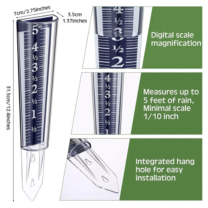 A25F-4 pezzi scala di ingrandimento e numeri per pluviometro con capacità di 5 pollici per prato da giardino