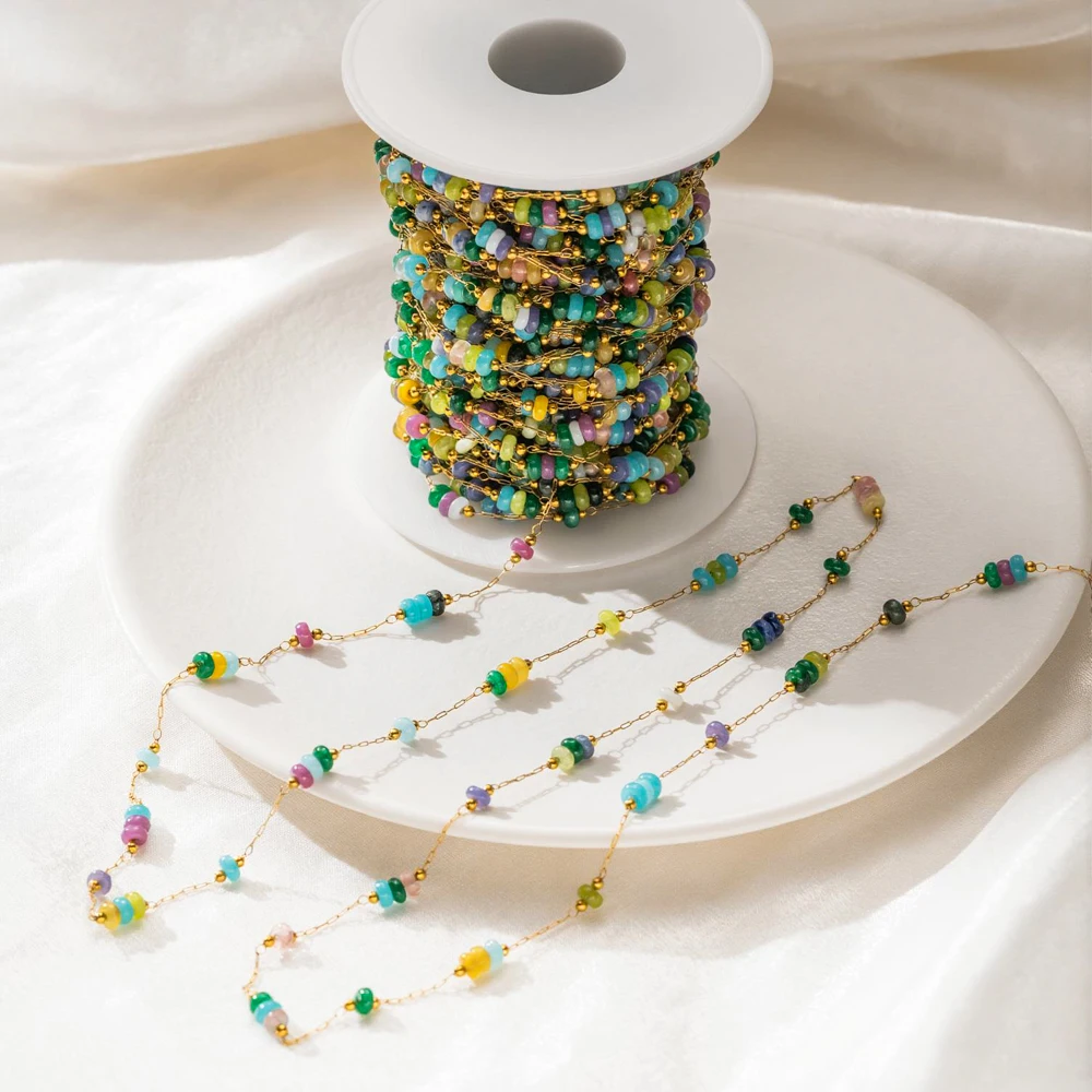 1 Meter Edelstahl-Perlenketten, Stein-Halsketten, Gliederketten, handgefertigte Armbänder, DIY-Schmuckherstellungszubehör, Zubehörmaterial – Detail 3