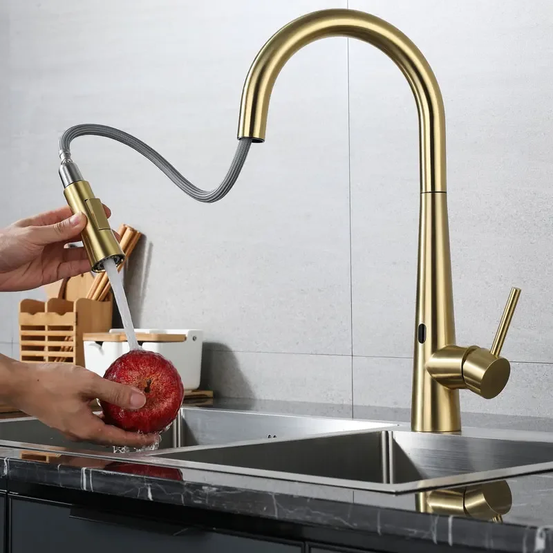 Touch sensor kitchen faucet pull out kitchen mixing Infrared induction sensor faucet froated gold kitchen touch sensor sink tap