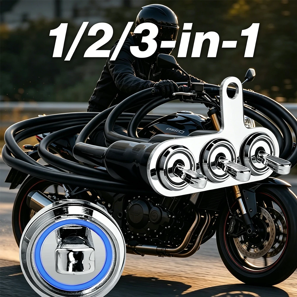 

1/2/3-in-1 Stainless Steel Rocker Switch with Blue LED-Motorcycle Lights Flashing Control, Night Rider Switch