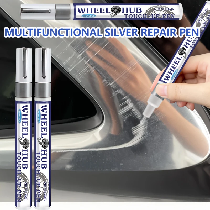 Multi-Functional Silver Repair Pen - Suitable for Chrome-Plated Wheels, Car Paint and Other Silver Areas. Simple Repair of Scratches, Dents, and Peeling Paint. Long-Lasting and Effective. a Must-Have Paint Repair Tool for Car Owners