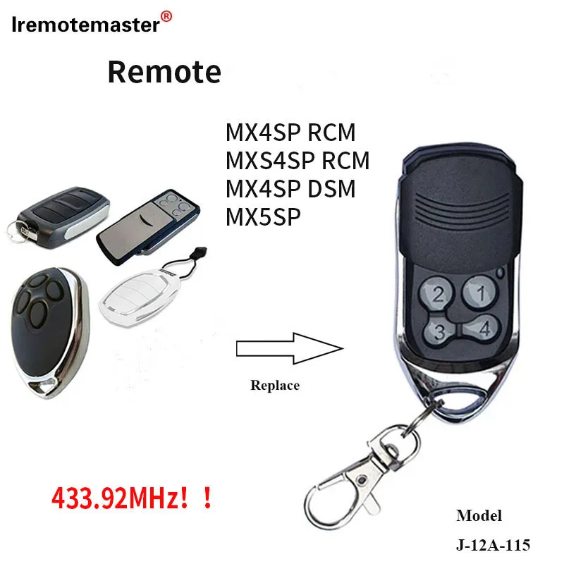 Compatible MX4SP RCM MXS4SP RCM MX4SP DSM MX5SP Garage Door Remote Contol  Rolling Code 433.92Mhz Gate Replacement