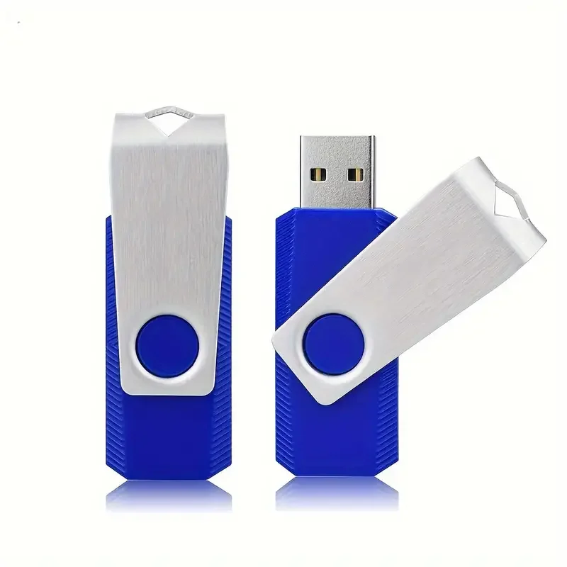 Free Custom Laser Engraving LOGO Silver Metal Clip Blue USB2.0 High-speed Flash Drive 4GB 8GB 16GB 32GB 64GB 128GB