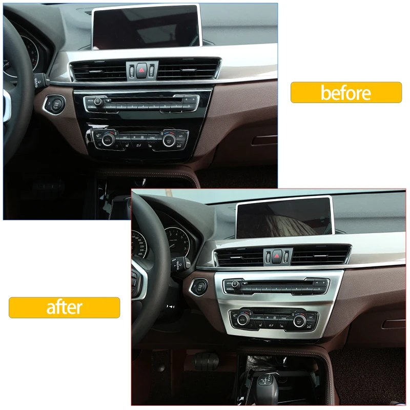 For BMW X1 F48 X2 F47 2016-21 ABS Car Console Air Conditioner Volume Button CD Panel Decorative Frame Cover Interior Accessories