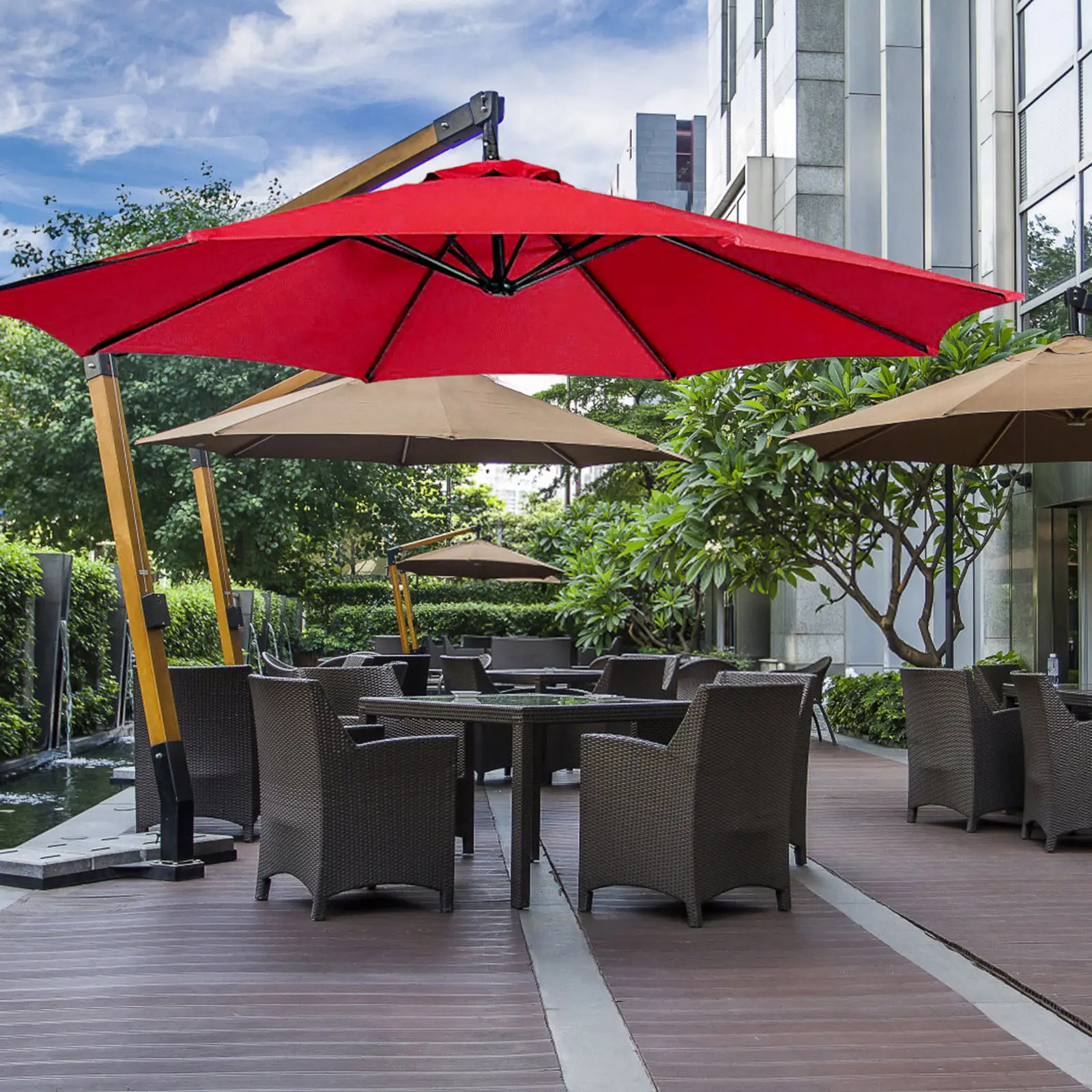 Garden Umbrella Cloth Replacement Patio Outdoor Yard Umbrella Canopy Sun Uv Resistant Rain Proof Polyester Filament Yarn Canopy