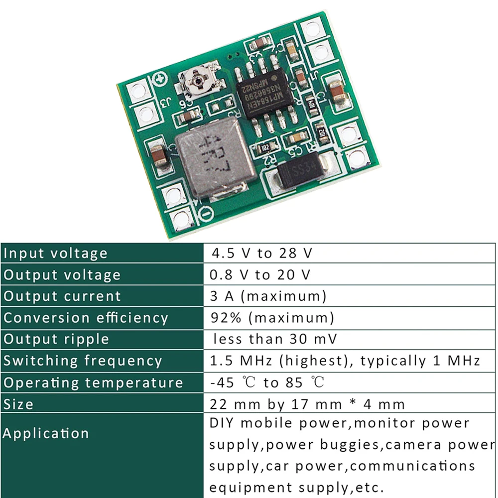 6pcs/lot Mini MP1584EN DC-DC Buck Converter Adjustable Power Module 24V to 12V 9V 5V 3V 3A Step-Down Power Module