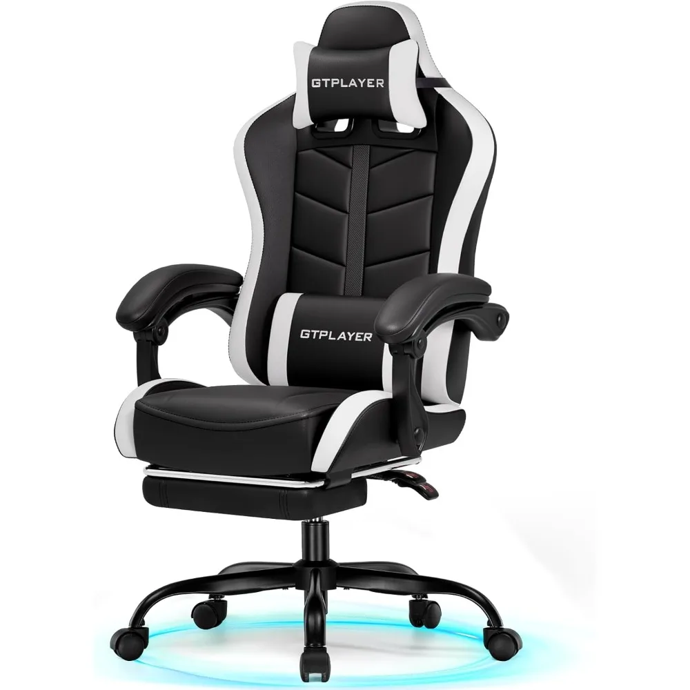 GTPLAYER Gaming Chair High Back Ergonomic Gamer Seat with Footrest and Lumbar Support Adjustable Reclining Swivel Computer Offic