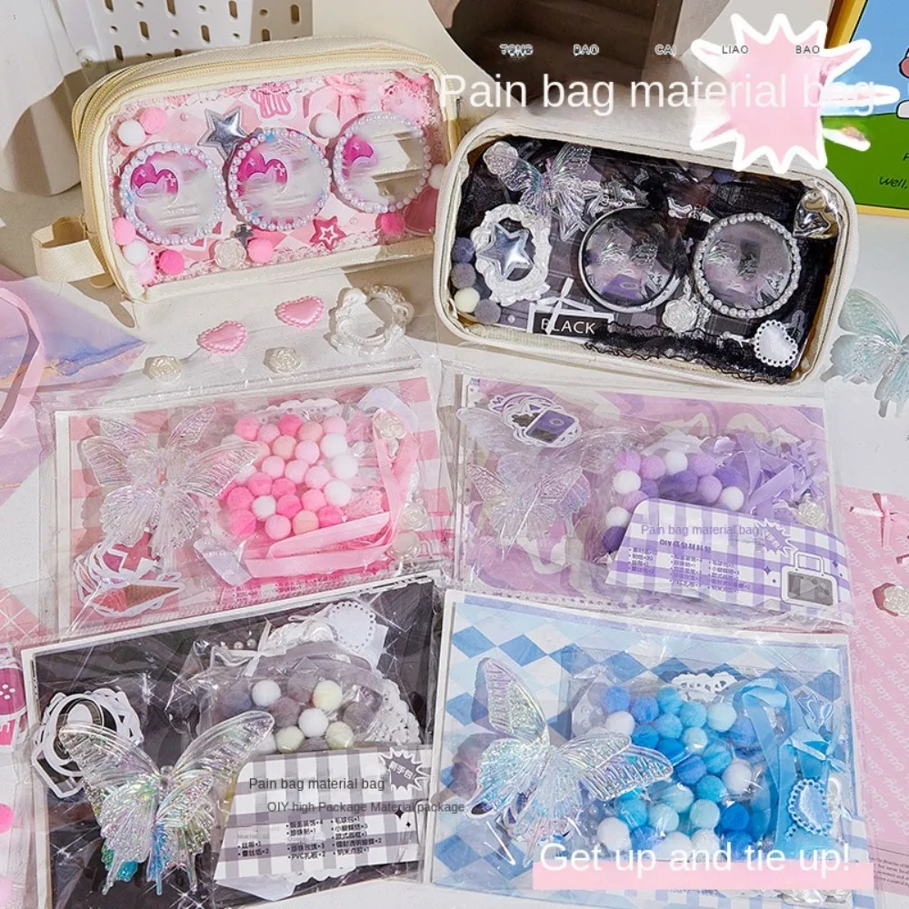 Retro DIY Itabag Insert Material Two-dimensional Paper Stickers Itabag Decor DIY Material Candy Colors Flower Lace Ribbon