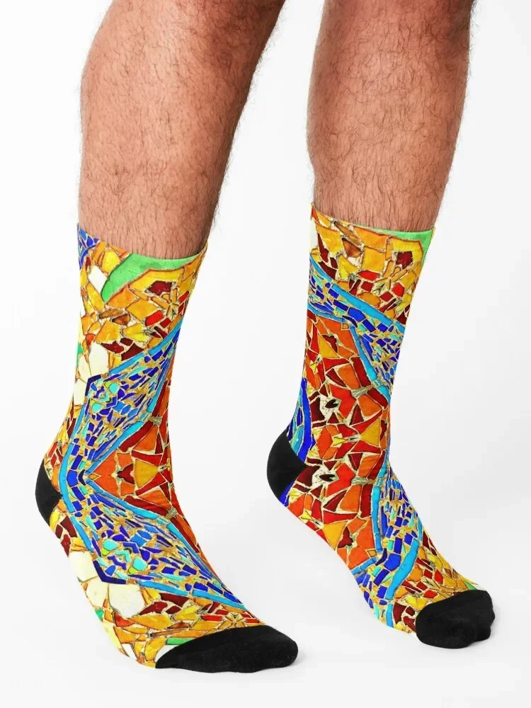 colorful Kaleidoscope mosaic Spanish style Socks man Men's hiking Stockings Men's Socks Luxury Women's