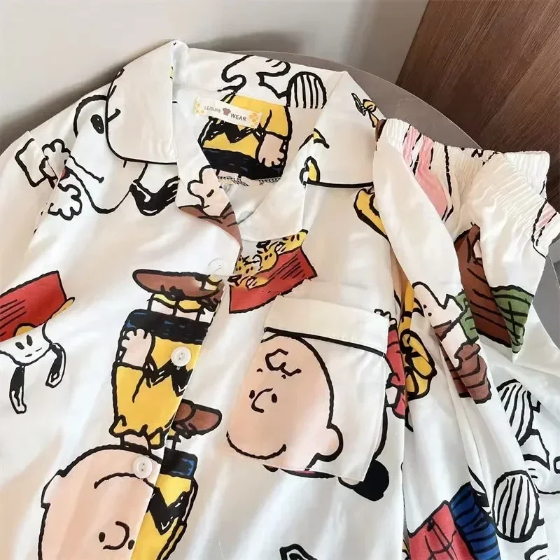 Piżama Snoopy dla kobiet na wiosnę i jesień nowe spodnie z długimi rękawami styl japoński ins kreskówka uroczy i słodki zestaw ubrań domowych