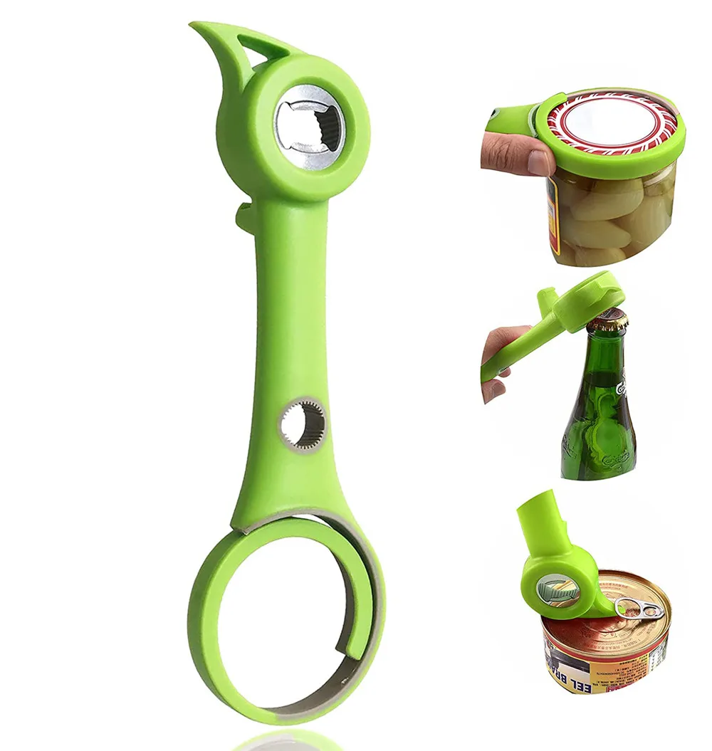 

6-in-1 Multi-function Jar Opener Professional Kitchen Safety Hand-operated Tool Easily Opens Twist Caps Bottle Caps Canning Lids