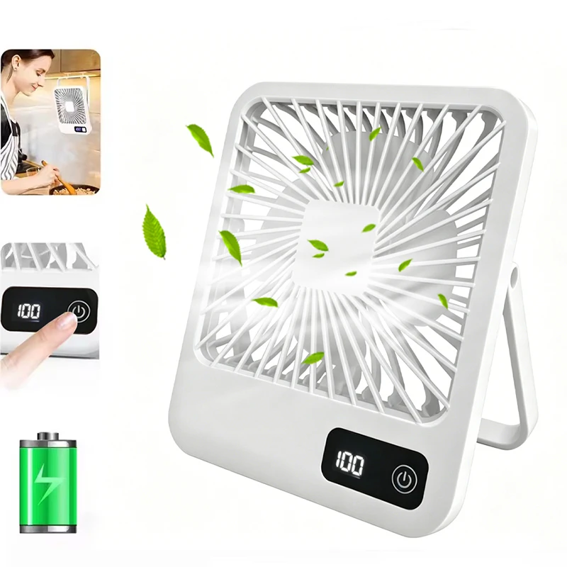 Newly Upgraded Large Battery Dual Motor Portable and Stylish desktop Fan, Small Household Fan