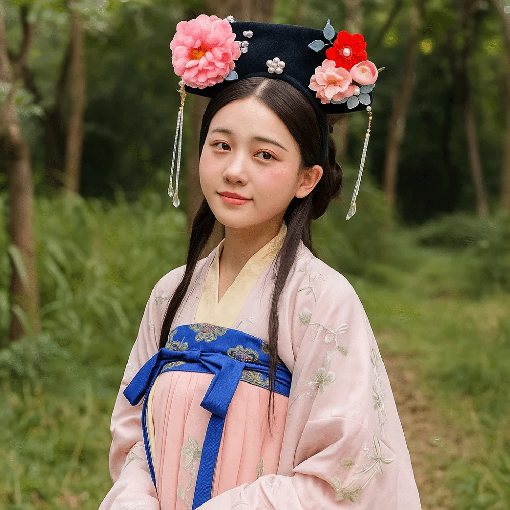 

Chinese Royal Style Flower Headwear Non-slip with Tassel Cheongsam Headband Traditional Ancient Style Hair Hoop