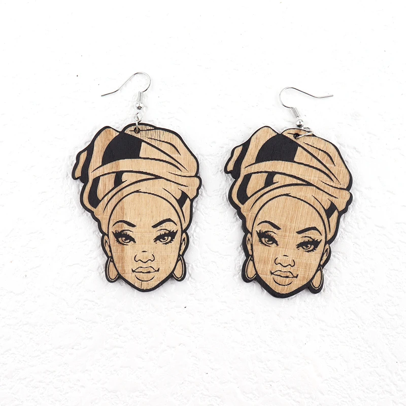 Newest Girl african AFRO wooden earrings