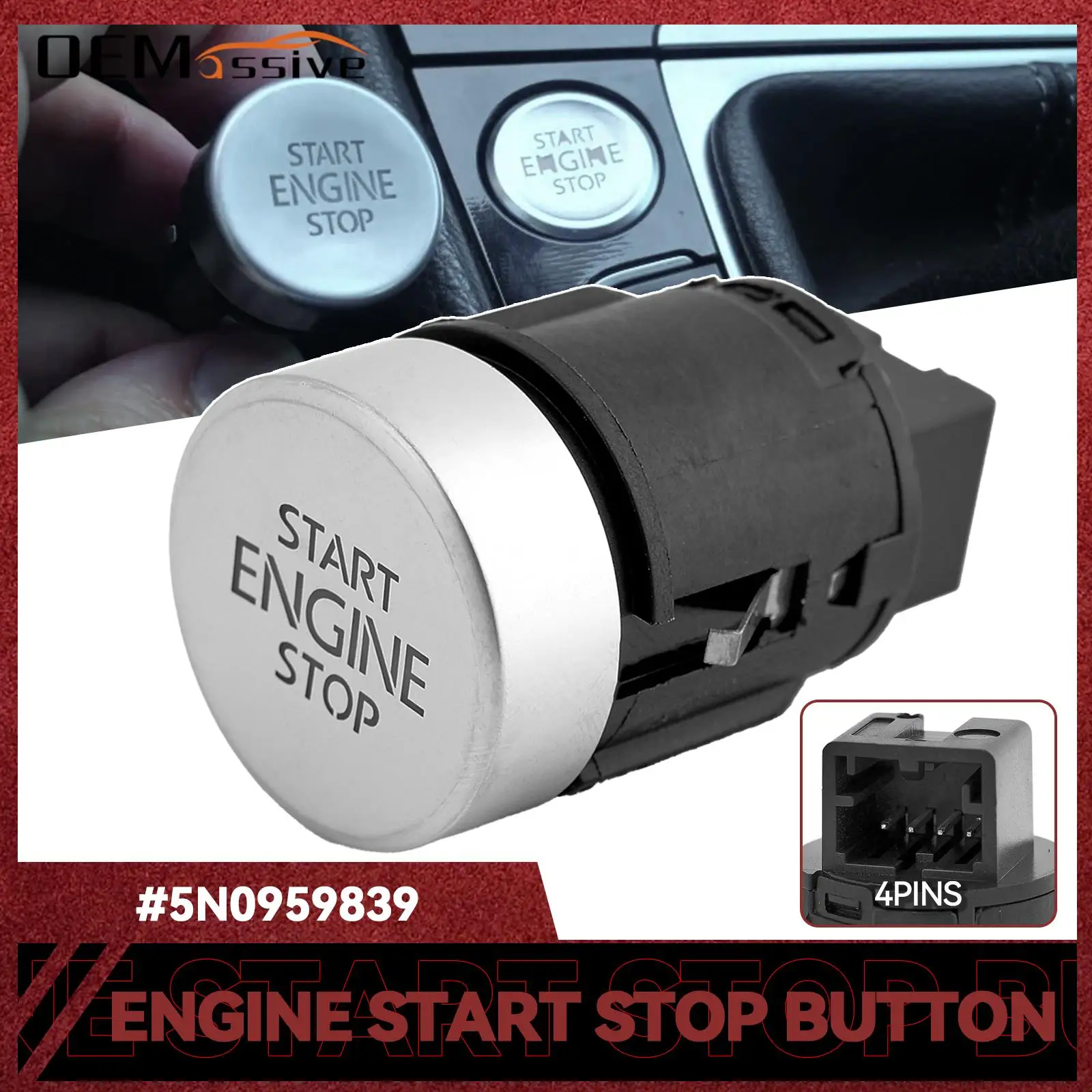 5N0959839 Automatic Engine Start Stop Switch Button For VW Golf Plus Sharan TIguan Seat Alhambra 2008-2021 5N0959839A 5N0959839B 