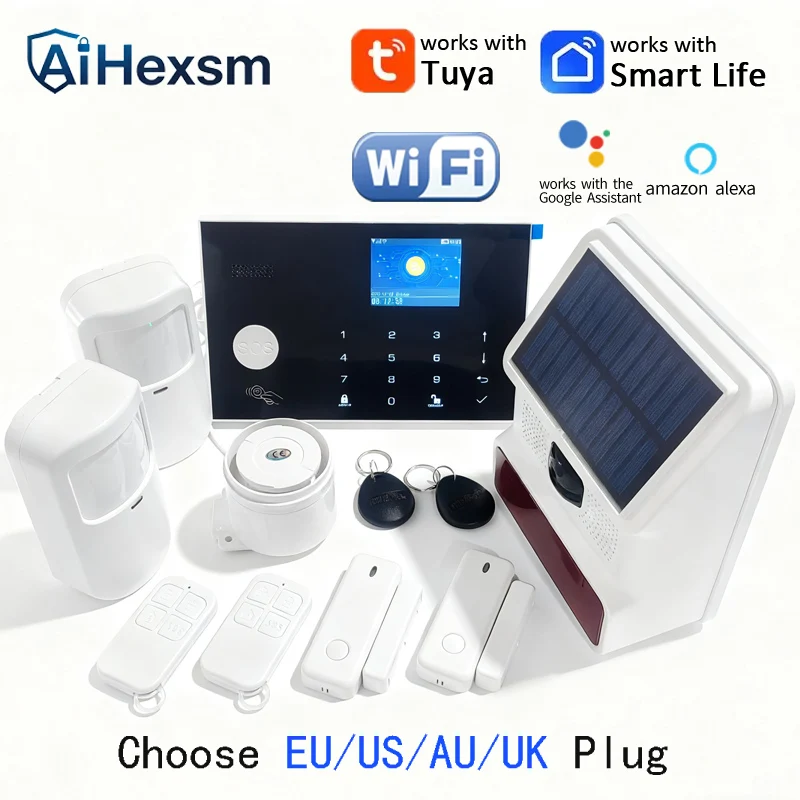 Wireless Outdoor Solar Siren Wifi GSM Alarm System Home Security PIR Burglar Alarm Kit Smart Life Tuya App Control Suit Alexa