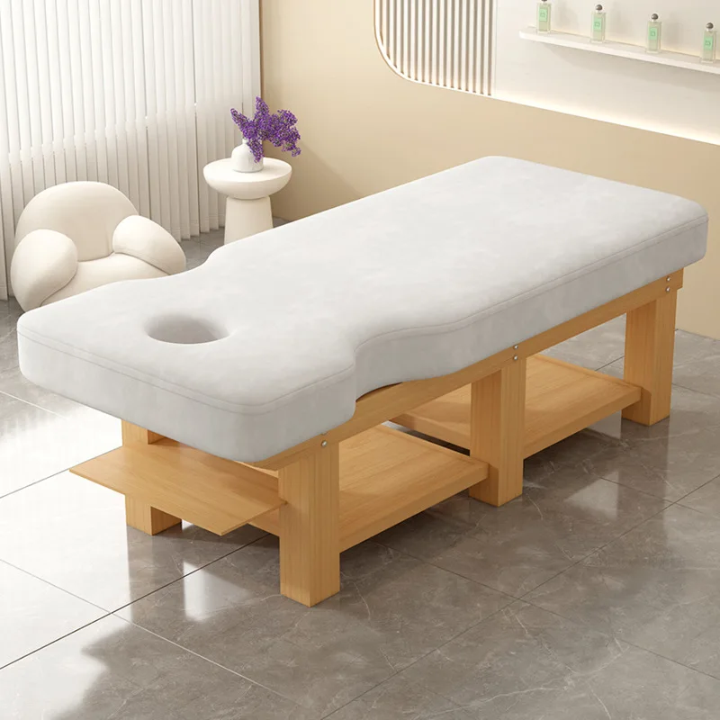 Solid wood beauty bed massage treatment bed beauty salon body massage body with chest hole play mobile phone bea