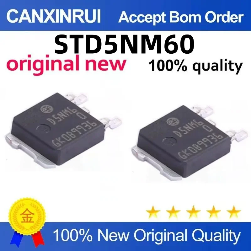 (10-300piezas)Brand new original STD5NM60 D5NM60 TO-252 FET spot chip one starts shooting