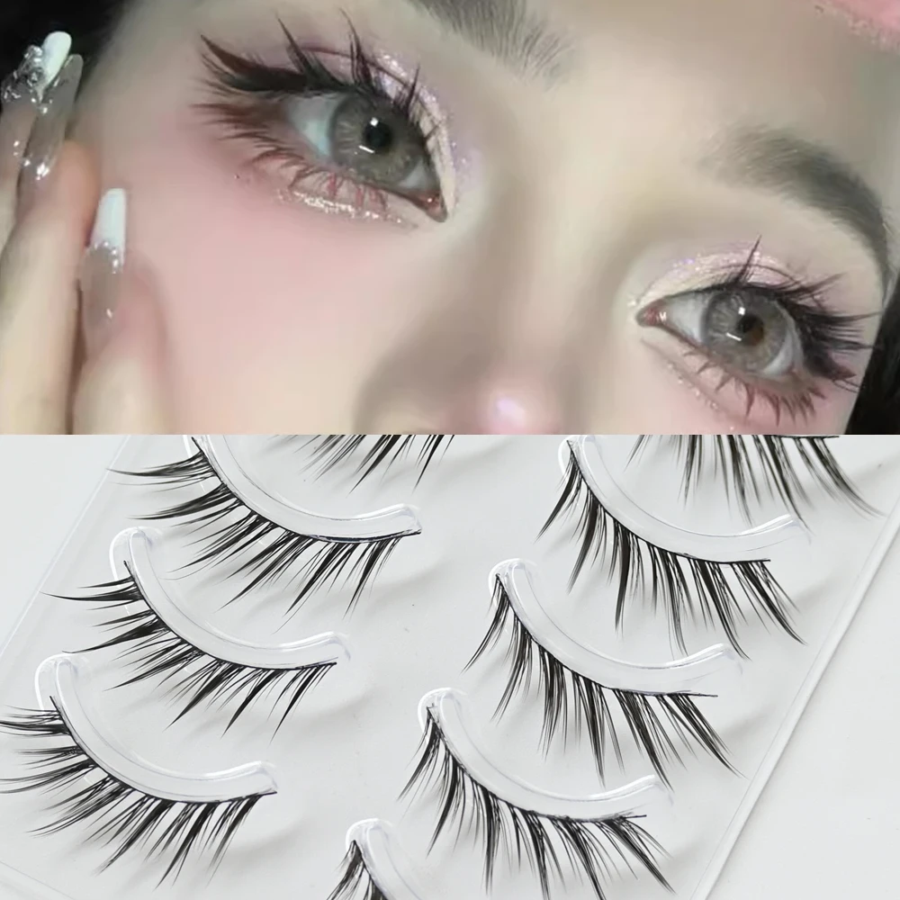 5 Pairs Cat/Fox Eye Effect Lash 11-13mm 3D Wispy Natural Looking False Eyelashes Soft Cat Eye Lashes