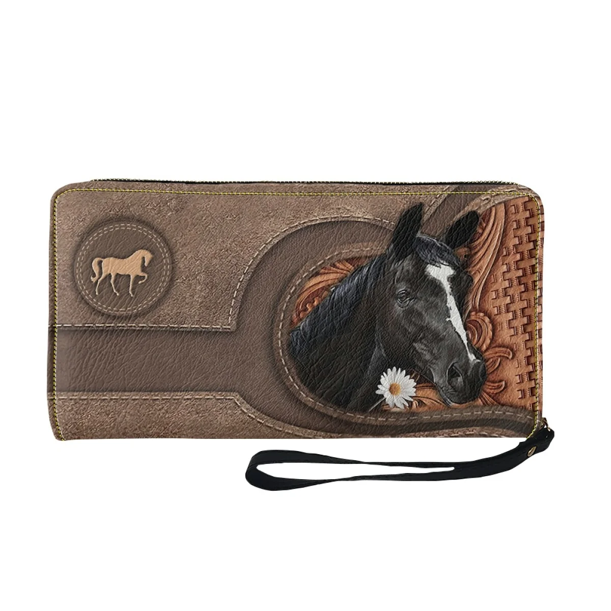 Luxury Brand Purse for Women Animal Horse 3D Print Long Wallets Money Bags Leather Business Card Holder Personalized Name Clutch