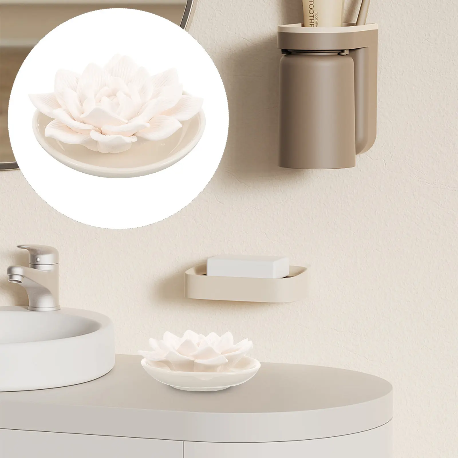 Stone Diffuser Flower Passive Aromatherapy Diffuser for Essential Oils Long-Lasting Scent Car Bedroom Bathroom Home