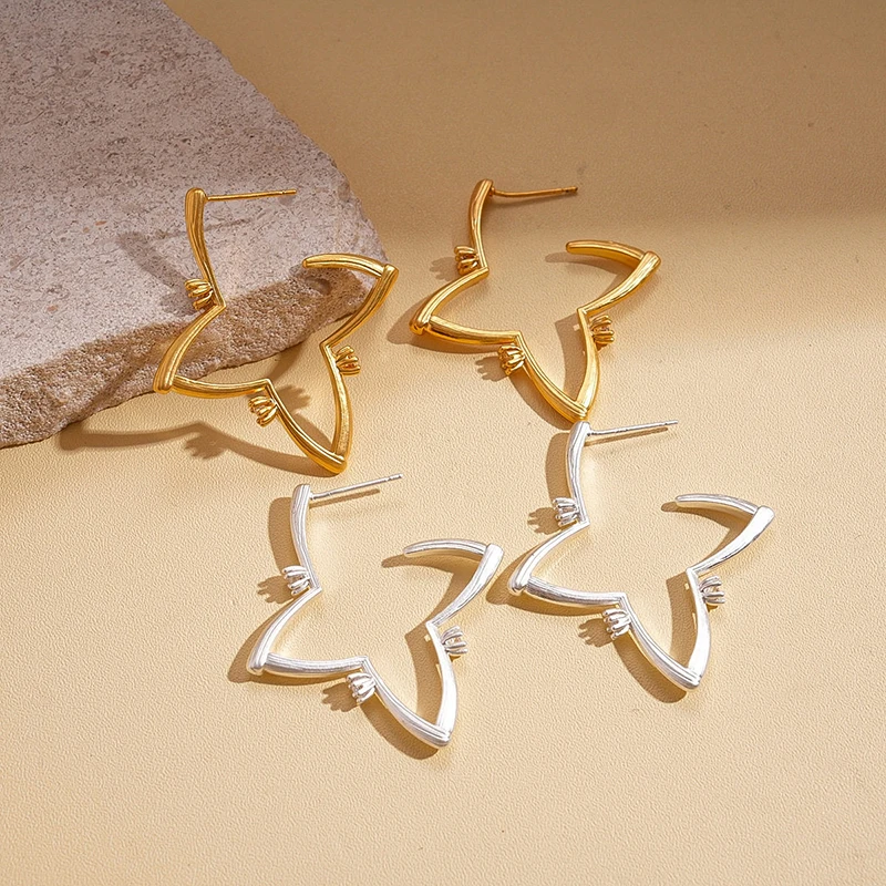 GANPUP Exquisite Stern-Creolen für Damen, Modische Neue Ohrstecker, Piercing-Schmuck, Geschenk für Party, Großhandel, Damenohrringe – Detail 4