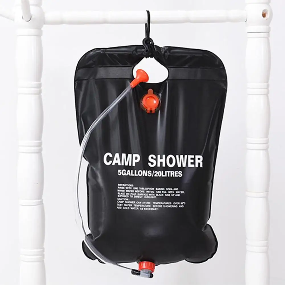 1-5PCS 20L Water Bags Outdoor Camping Shower Bag Solar Heating Portable Folding Climbing Bath Equipment Shower Head Switchable