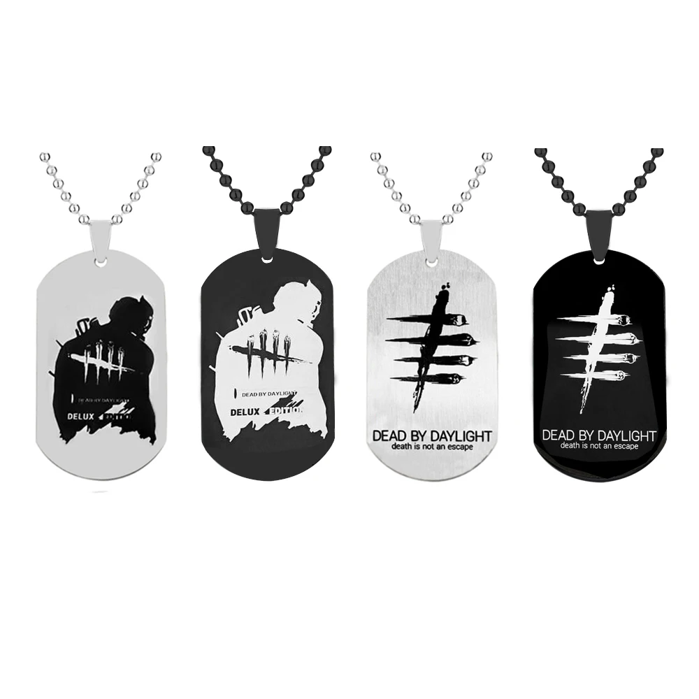 Deads by Daylights Classic Symbol Stainless Steel Titanium Army Badge Pendant Chains Necklace for Boys Friends Gift Goth Choker