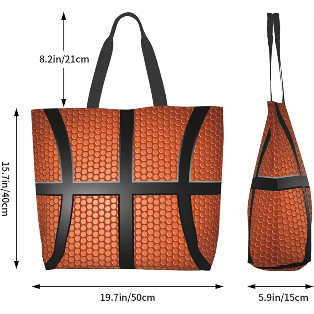 Woman Basketball Tote Handbag Large Oversize Casual Canvas Sports Mom Beach Travel Bag