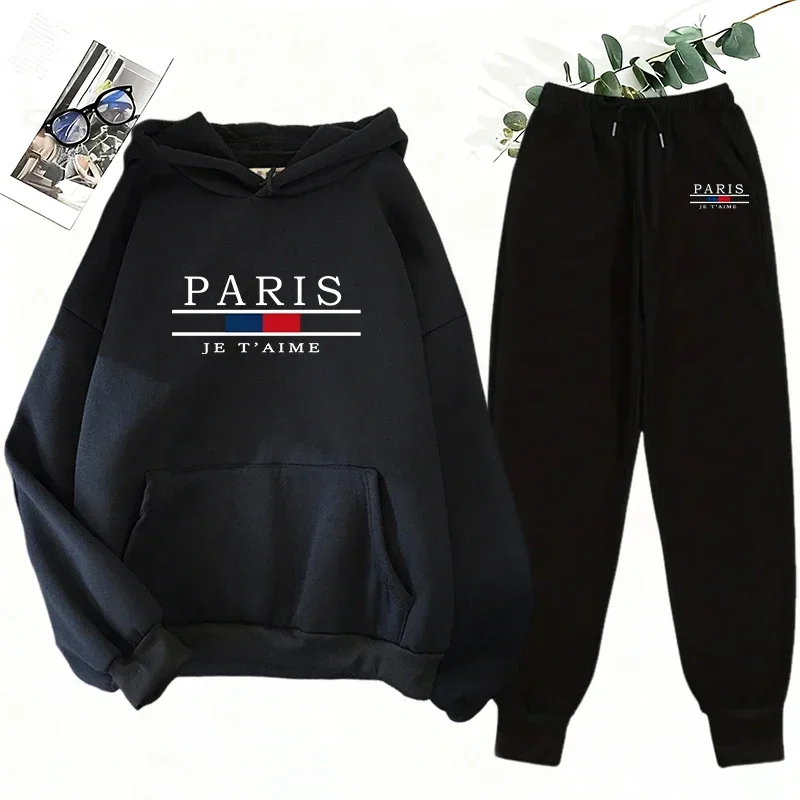 2026 Women's 2 Piece Set Hoodie with Joggers Autumn Winter Casual Streetwear Lounge Wear Sport Outfit Sweatshirt Sweatpants Suit