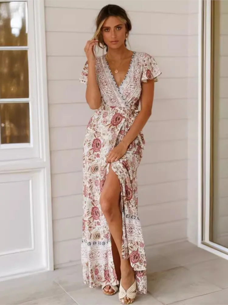 Vestidos De Verano 2025 Платье с принтом Высокая талия Свободное